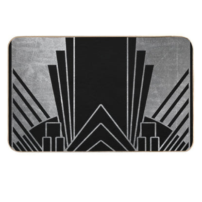 Silver Art Deco Design  High-Traffic Bath Mat