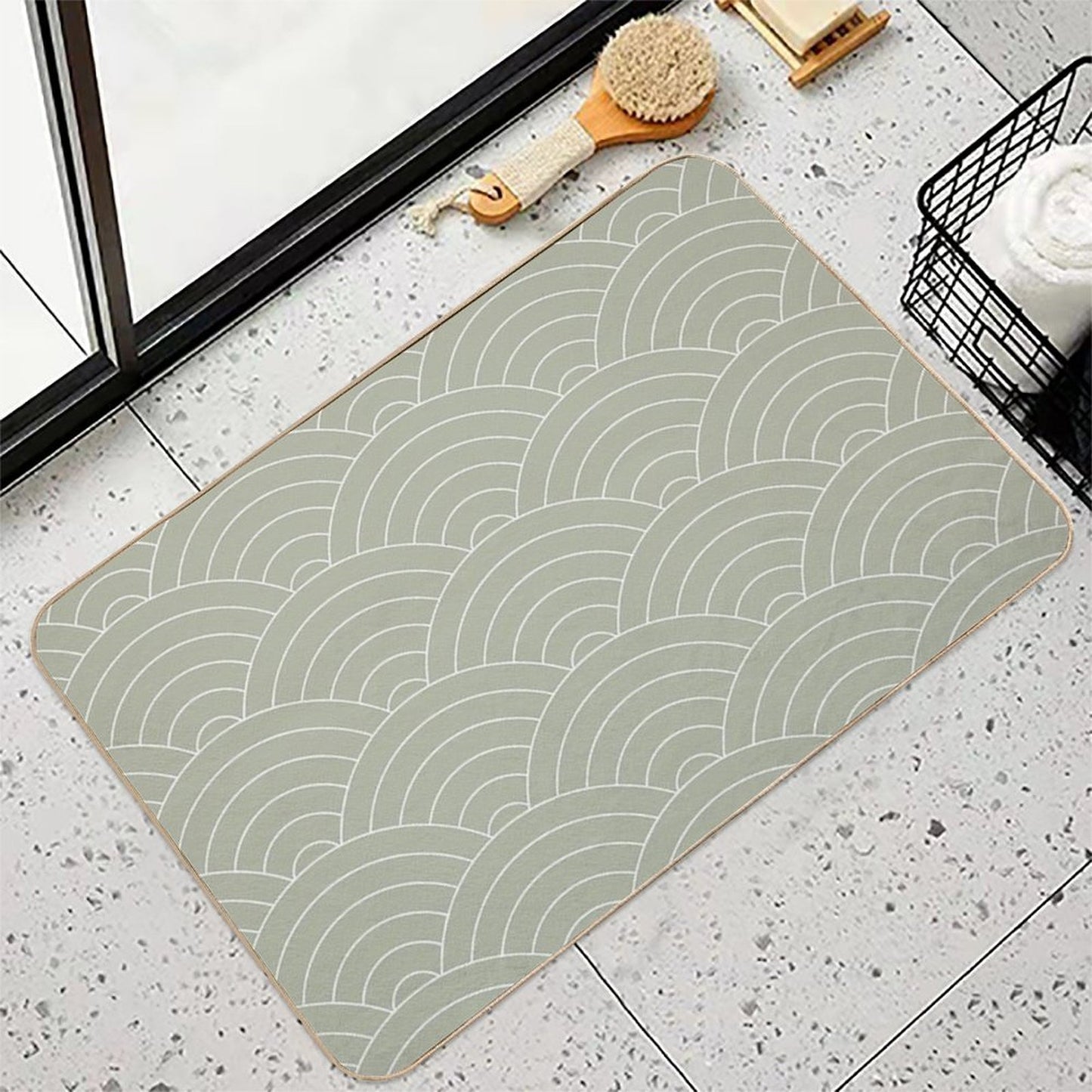 Waves (Linen Sage)  High-Traffic Bath Mat