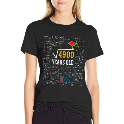 Square Root of 4900 Men Women 70 Years Old 70th Birthday  High-quality Stitching T-Shirt