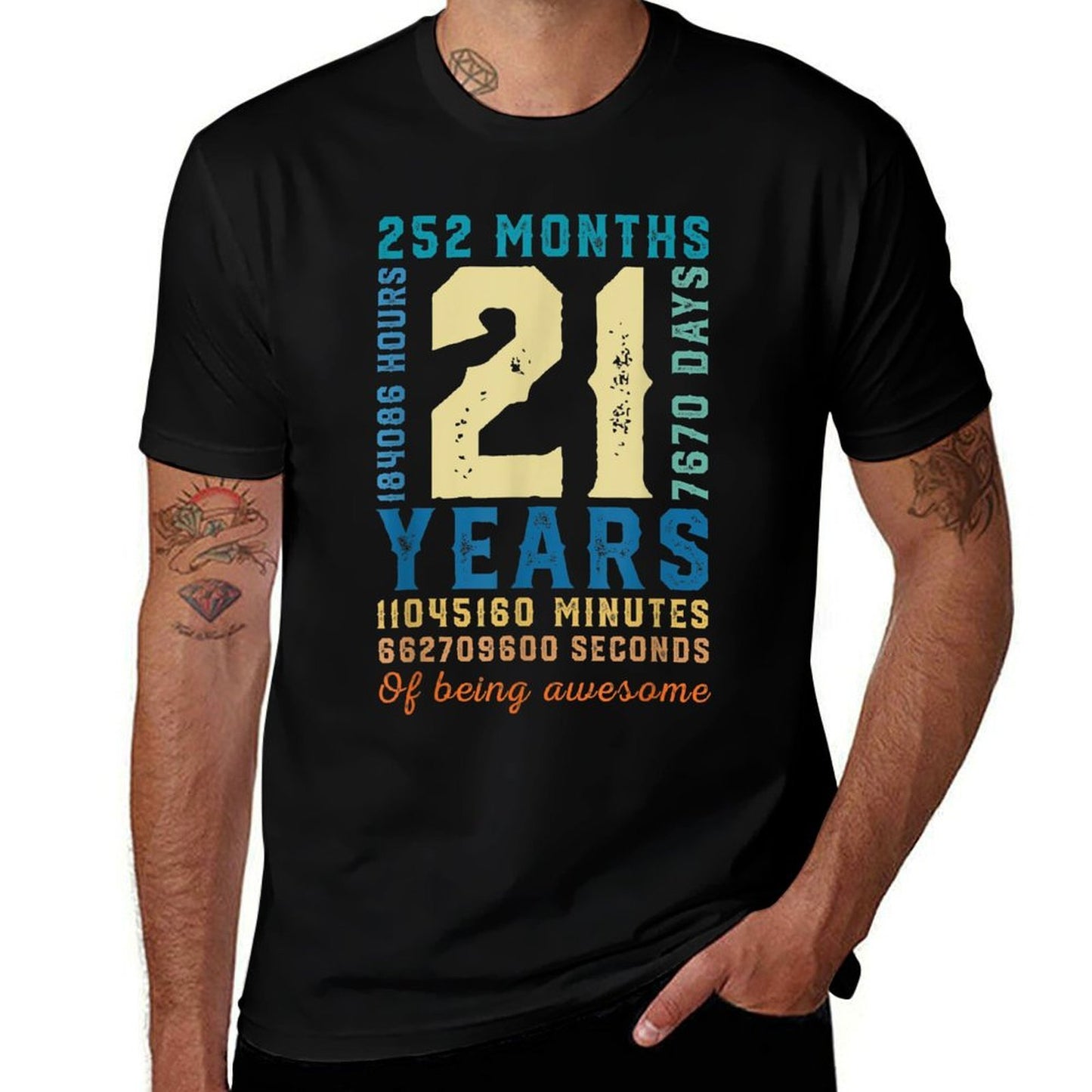 21 Years Of Being Awesome Vintage 21 Years Old 21st Birthday  Eco-friendly Material T-Shirt