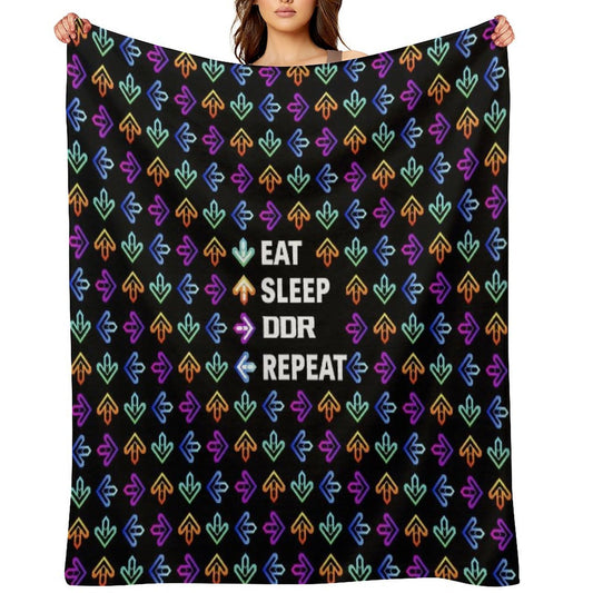 Eat. Sleep. DDR. Repeat. - White Machine-washable Throw Blanket