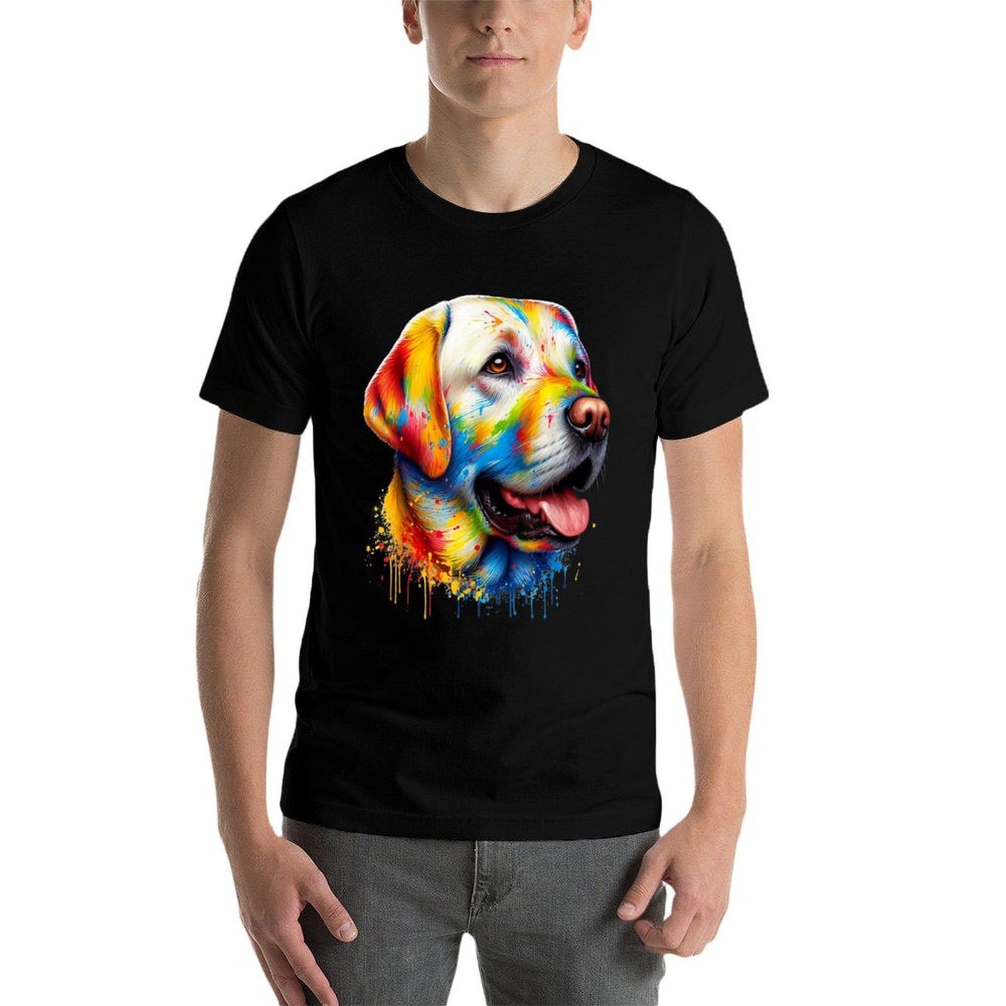 Colorful Canine Chaos Labrador Retriever Frenzy  Wrinkle-resistant T-Shirt