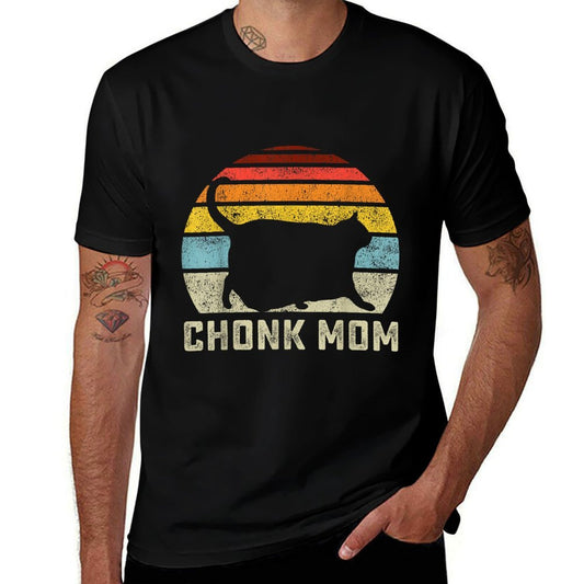 Chonk Cat Mom Scale Meme Funny Retro Style Mommy Cats Memes  High-quality Stitching T-Shirt