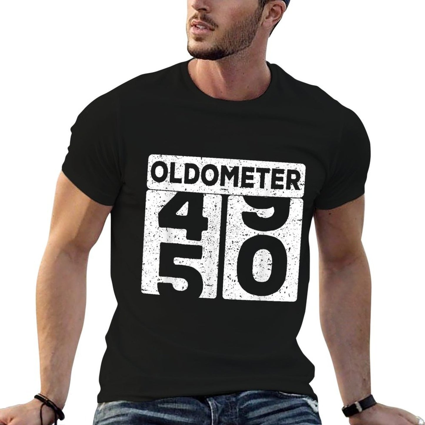 Oldometer 49-50  50th Birthday Funny Gift  Fade-proof Color T-Shirt