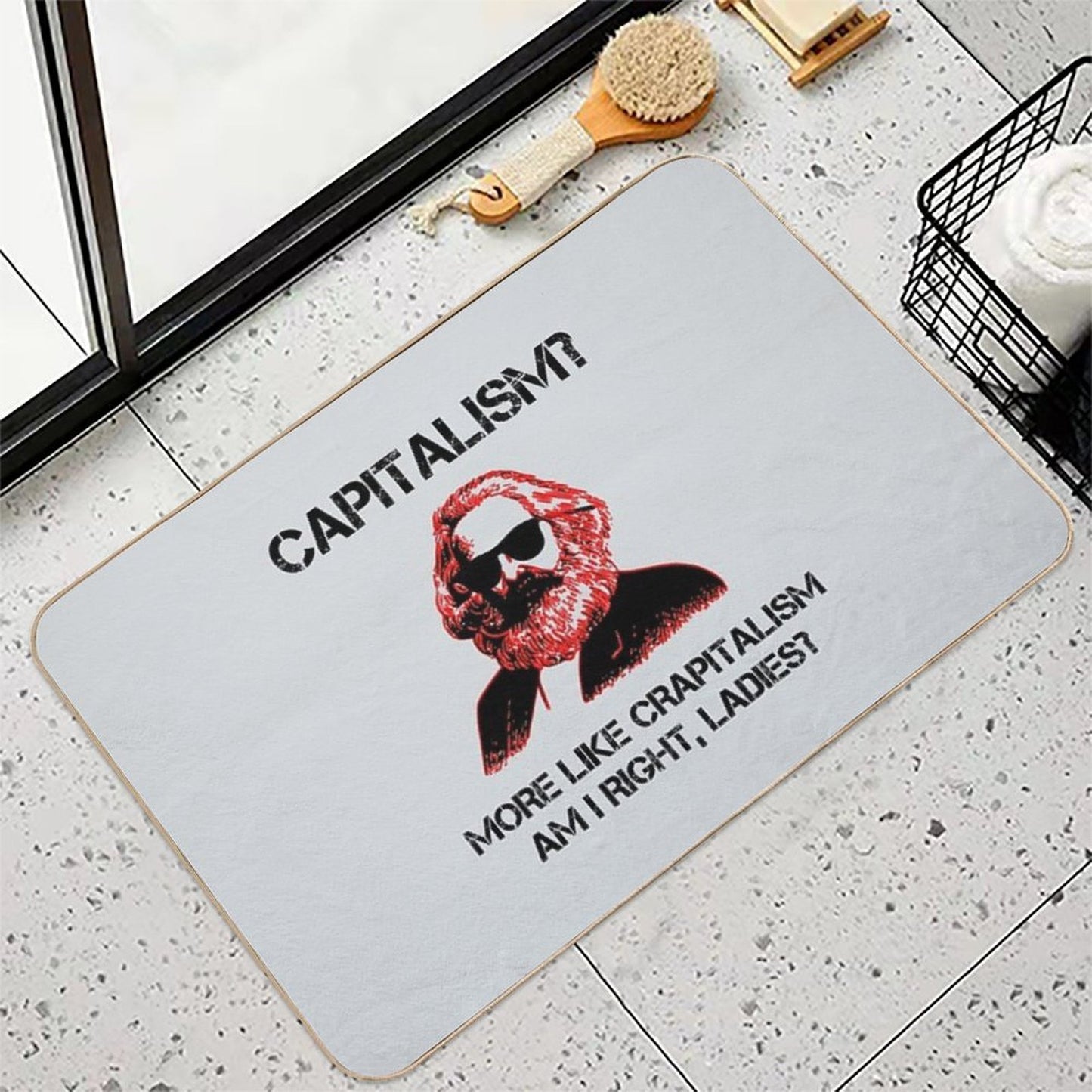 Funny Capitalism Communist T-Shirt Karl Marx Crapitalism  Multi-Purpose Bath Mat