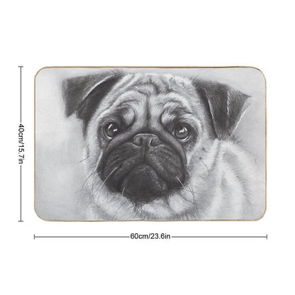 Pug Drawing  Repositionable Bath Mat