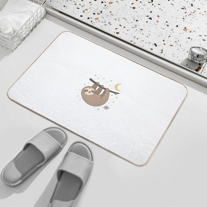 Cosmic Sloth – Sleepy Sloth Hanging in Space  Fade-Resistant Bath Mat