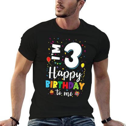 Kids 3rd Birthday Happy Birthday 3yr Boys Girls 3 Years Old  Cotton T-Shirt