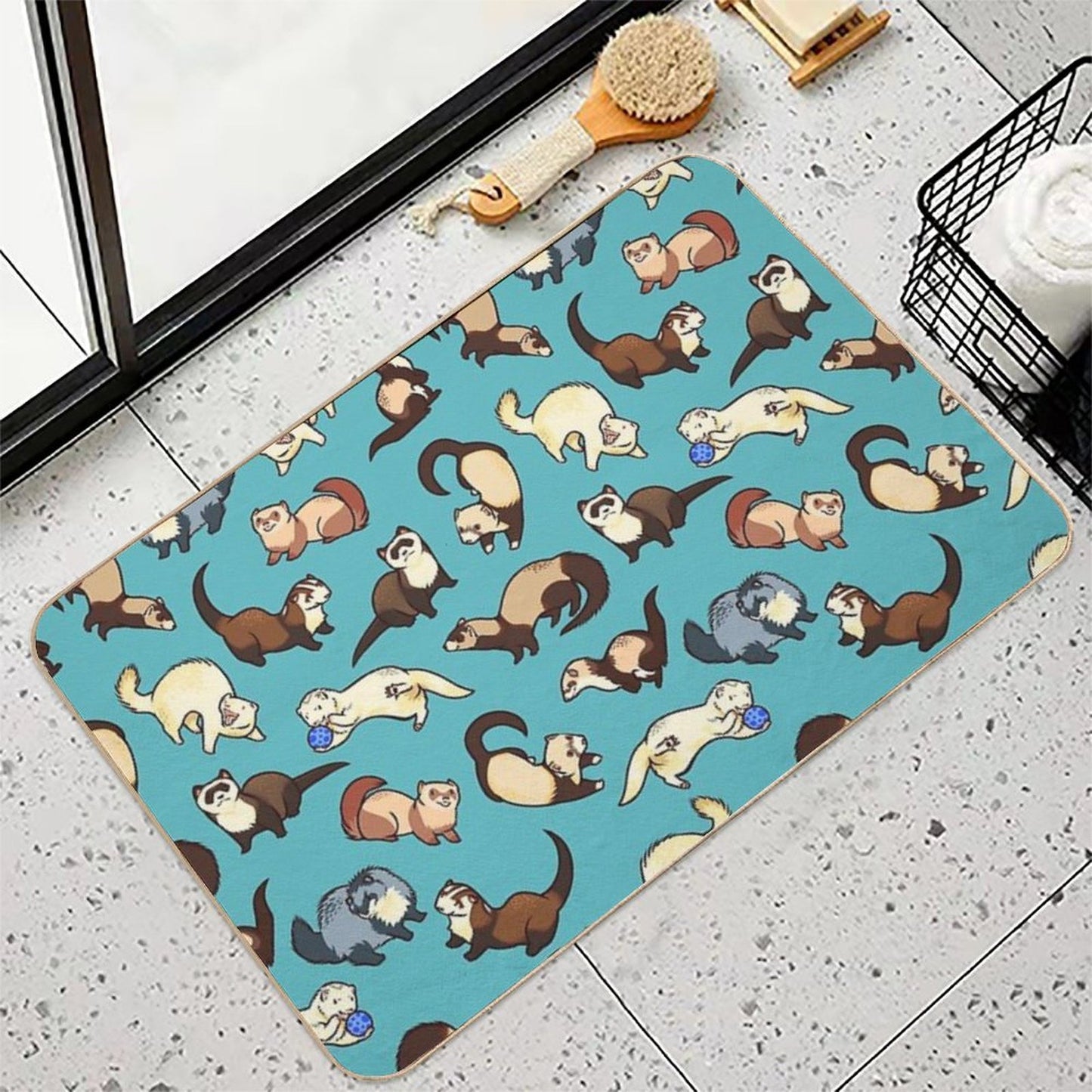 Cat Snakes in Blue  High-Traffic Bath Mat