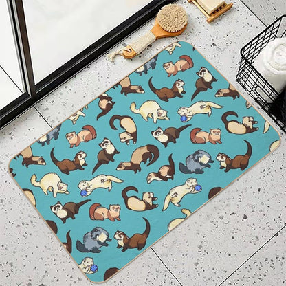 Cat Snakes in Blue  High-Traffic Bath Mat