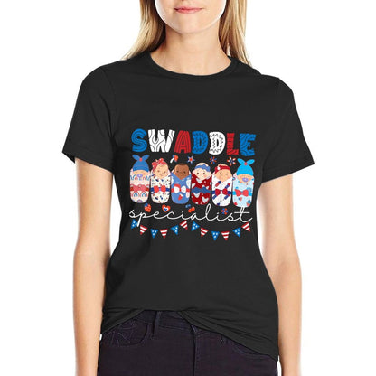 Swaddle Specialist NICU Mother Baby Nurse 4th Of July USA  Breathable T-Shirt