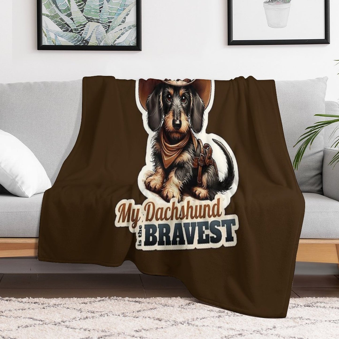 Wire-haired Dachshund Cowboy Puppy Wrinkle-free Throw Blanket