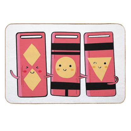 Cute Three Bath Token Illustration  Dirt-Trapping Bath Mat