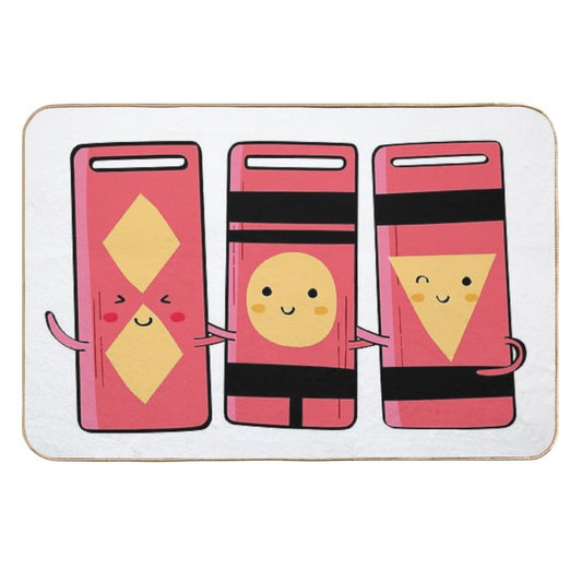 Cute Three Bath Token Illustration  Dirt-Trapping Bath Mat