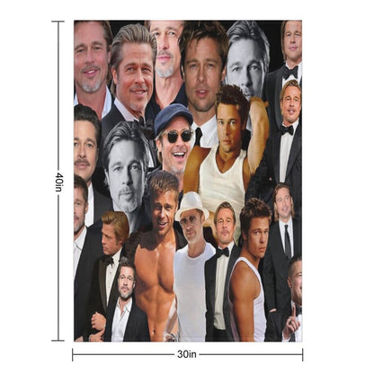 Brad Pitt Photo Collage Quick-dry Throw Blanket