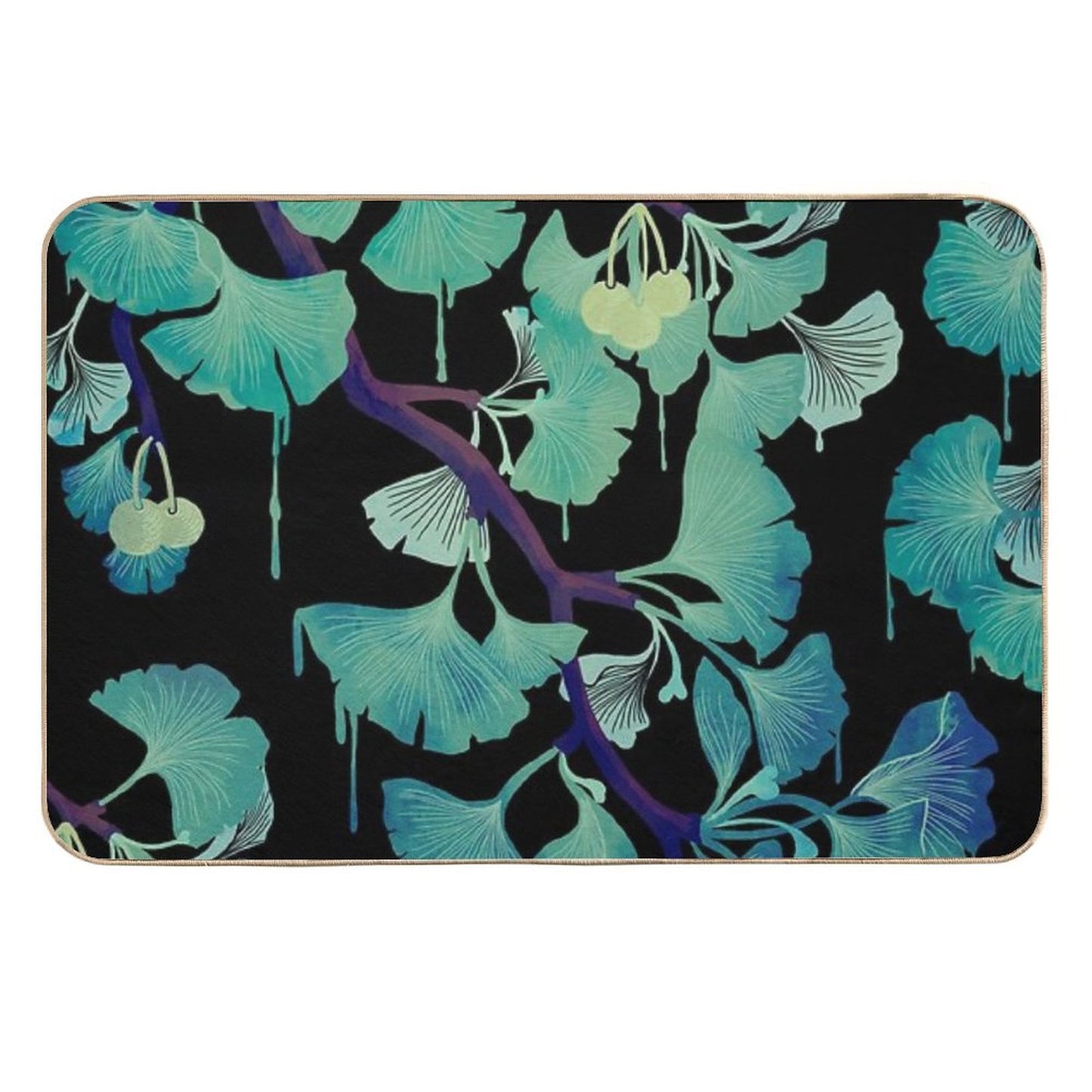 O Ginkgo (on Black)  Odorless Bath Mat