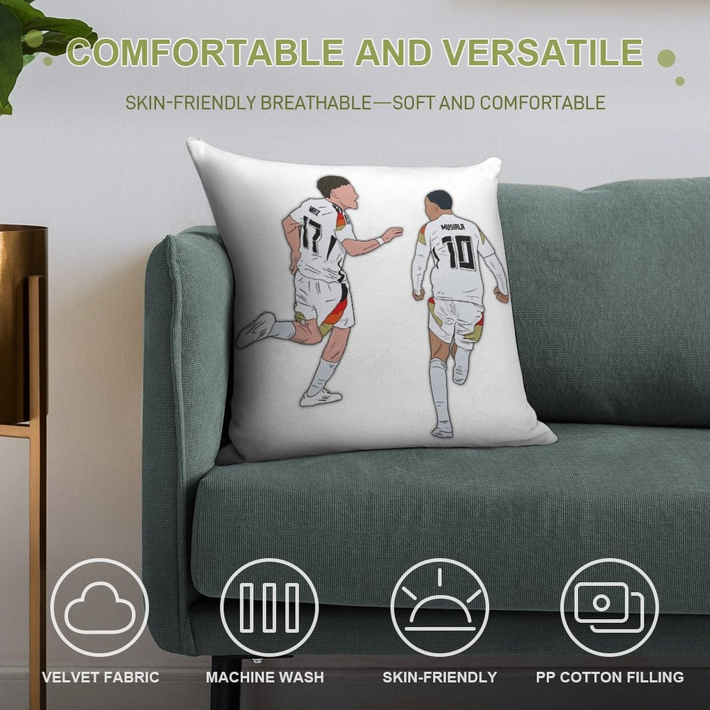 Florian Wirtz & Jamal Musiala Germany Celebration Soft Gift Ready Throw Pillow