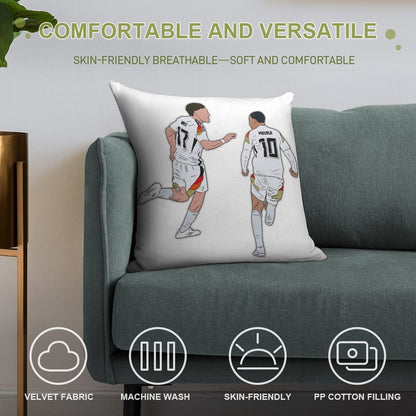 Florian Wirtz & Jamal Musiala Germany Celebration Soft Gift Ready Throw Pillow