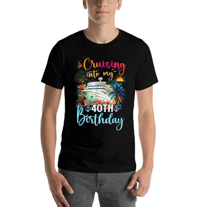 Cruising Into My 40Th Birthday Family Cruise 40 Birthday  Rolled Sleeves T-Shirt
