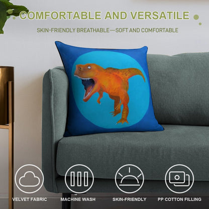 T-Rex Square Soft Luxury Feel Throw Pillow