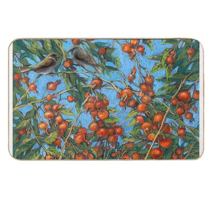 Sparrow Among In A Dog Rose Bush  Versatile Bath Mat