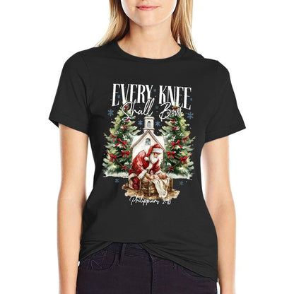 Every Knee Shall Bow Jesus Christian Santa Claus Christmas  Quick-drying T-Shirt