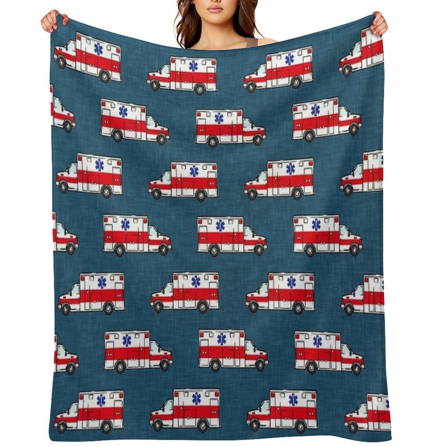Ambulance on Dark Blue Anti-pilling Throw Blanket