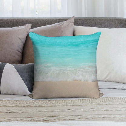 Bright Blue Calm Ocean Shore Soft Multiple Sizes Throw Pillow