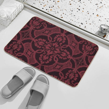 2023 Luscious Red Floral Pattern  Toxin-Free Bath Mat