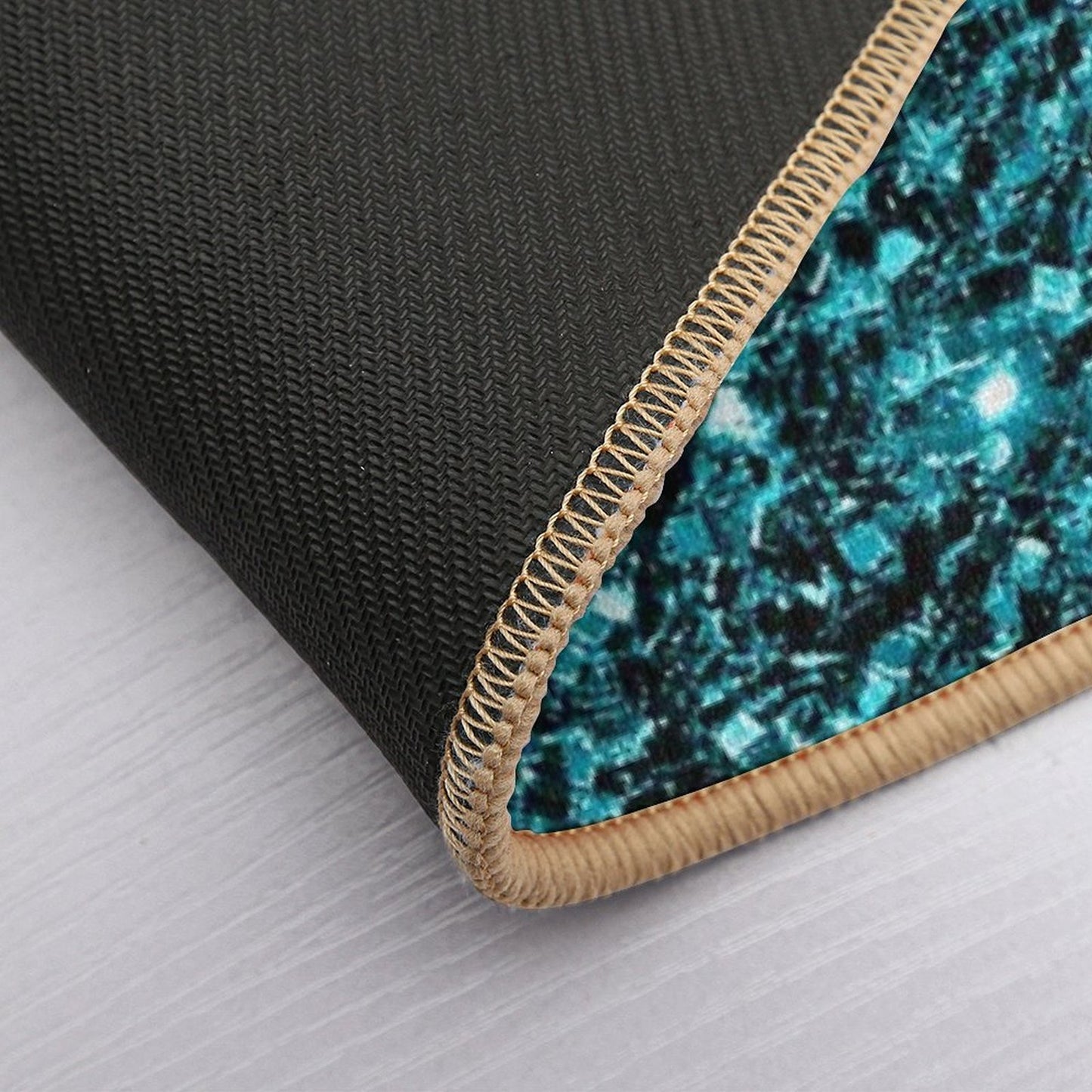 Aqua Blue Shiny Faux Glitter Sparkles  Anti-Trip Bath Mat