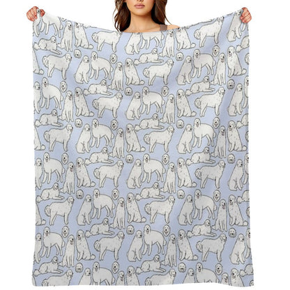 Great Pyrenees Cute Illustration Pattern Quick-dry Throw Blanket