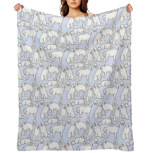 Great Pyrenees Cute Illustration Pattern Quick-dry Throw Blanket