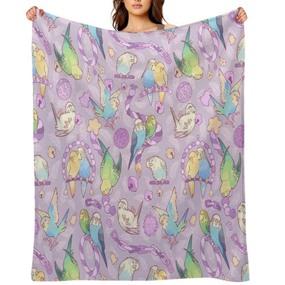 Budgie Bunch Grape Froyo Flavored Durable Throw Blanket