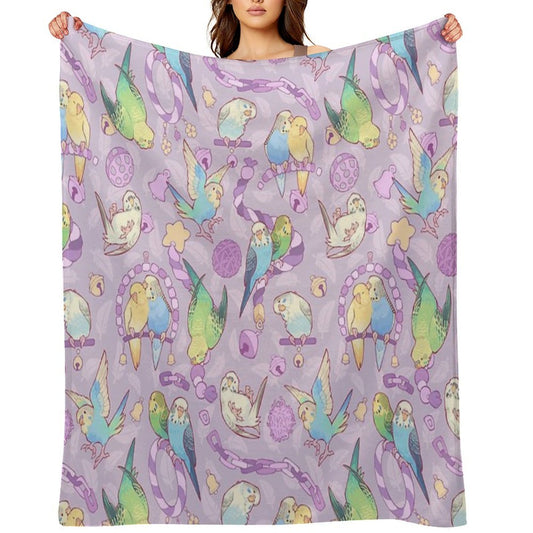 Budgie Bunch Grape Froyo Flavored Durable Throw Blanket