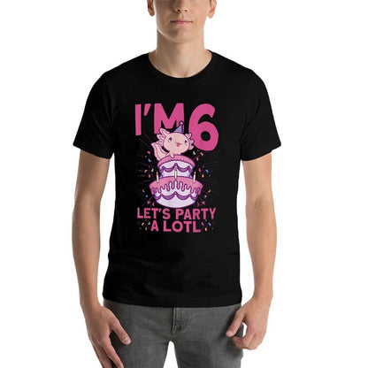 I'm 6 Bday Axolotl Party Cute 6th Birthday Kids Axolotl  Oversized Silhouette T-Shirt
