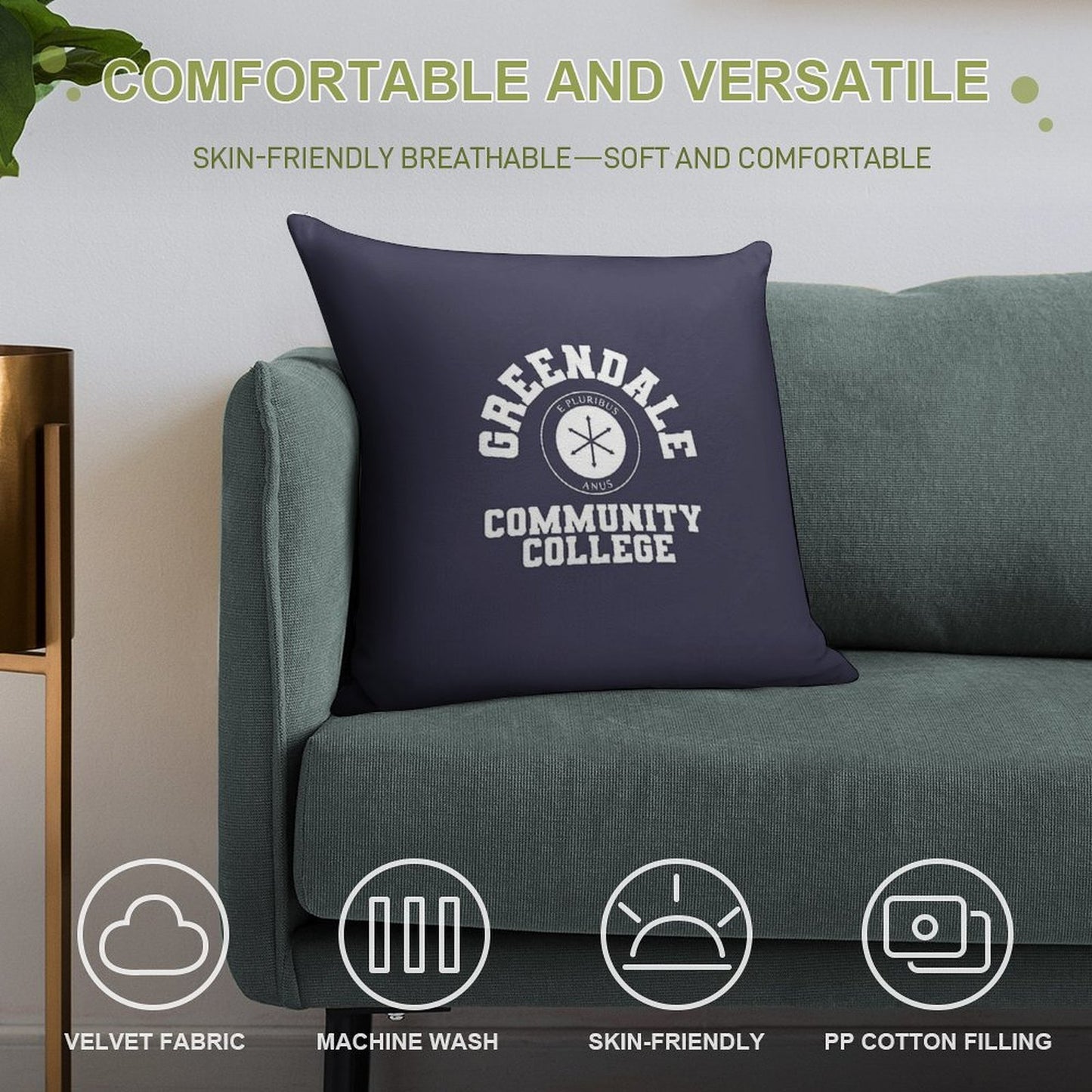 Greendale Community Collage Soft Ultra-Soft Texture Throw Pillow