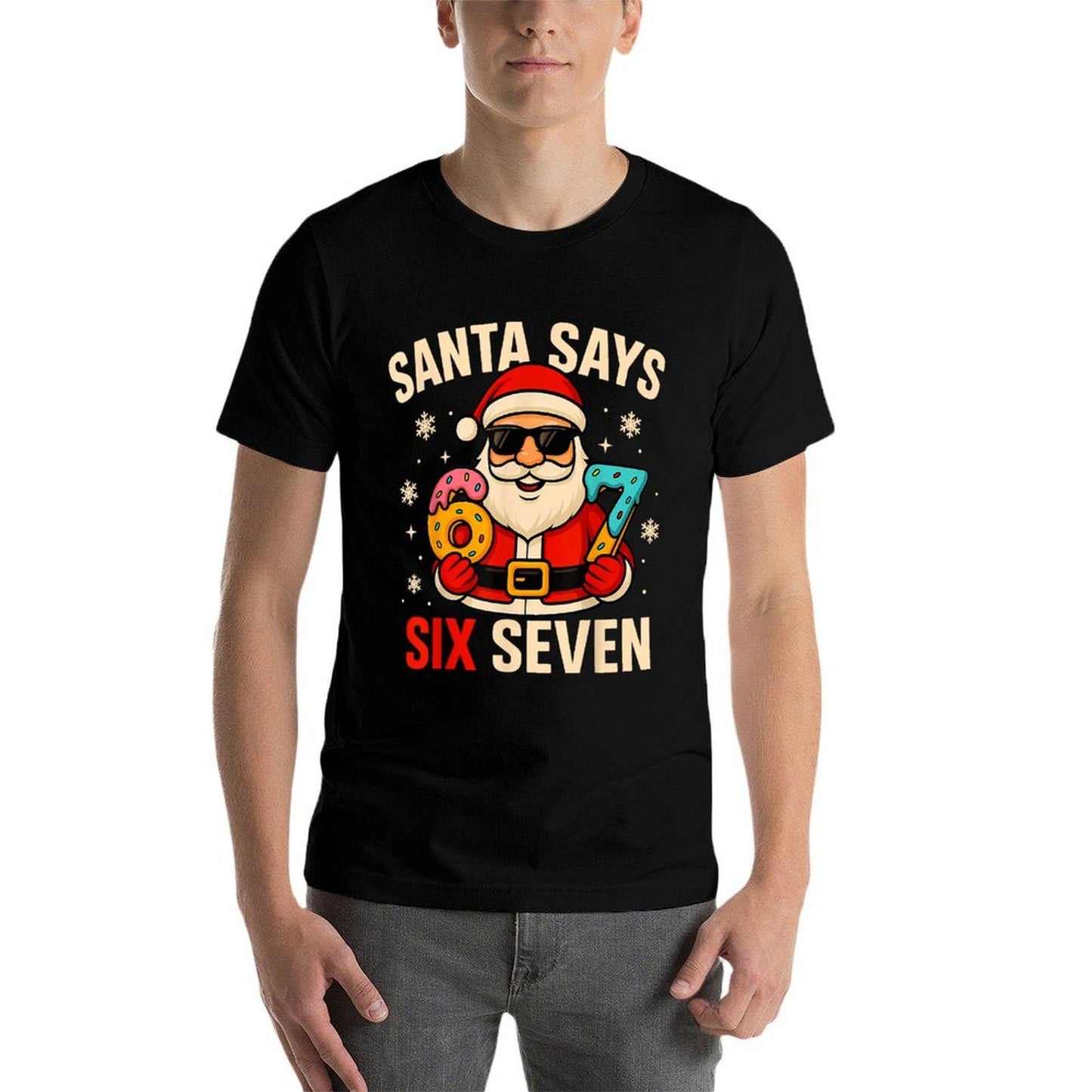 Santa Says Six Seven Funny 67 Meme Christmas Boys Men Women  Polyester Blend T-Shirt