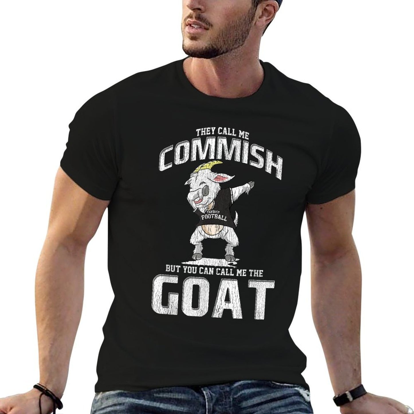 Fantasy Football Commissioner Commish Dabbing GOAT Draft Day  Breathable T-Shirt
