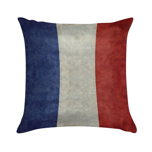 Flag of France, Vintage Retro Style Soft Easy Maintenance Throw Pillow