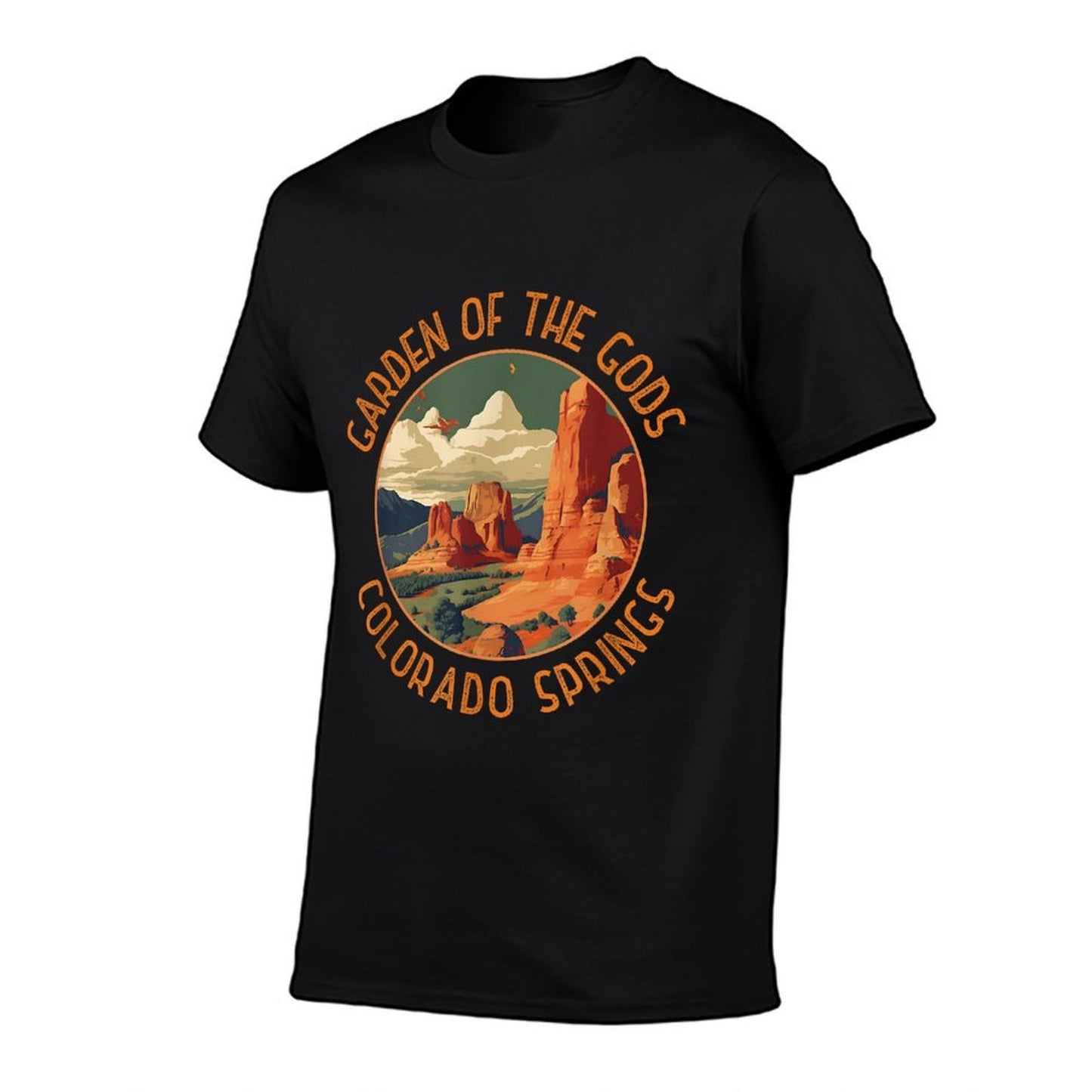 Garden of The Gods Merch Apparel Designs Unisex-Adults Distressed Retro Colorado Springs - Black - Small  Rolled Sleeves T-Shirt
