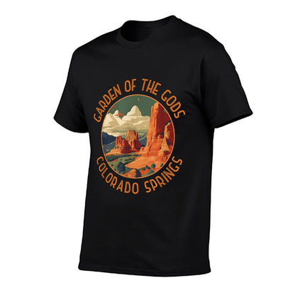 Garden of The Gods Merch Apparel Designs Unisex-Adults Distressed Retro Colorado Springs - Black - Small  Rolled Sleeves T-Shirt