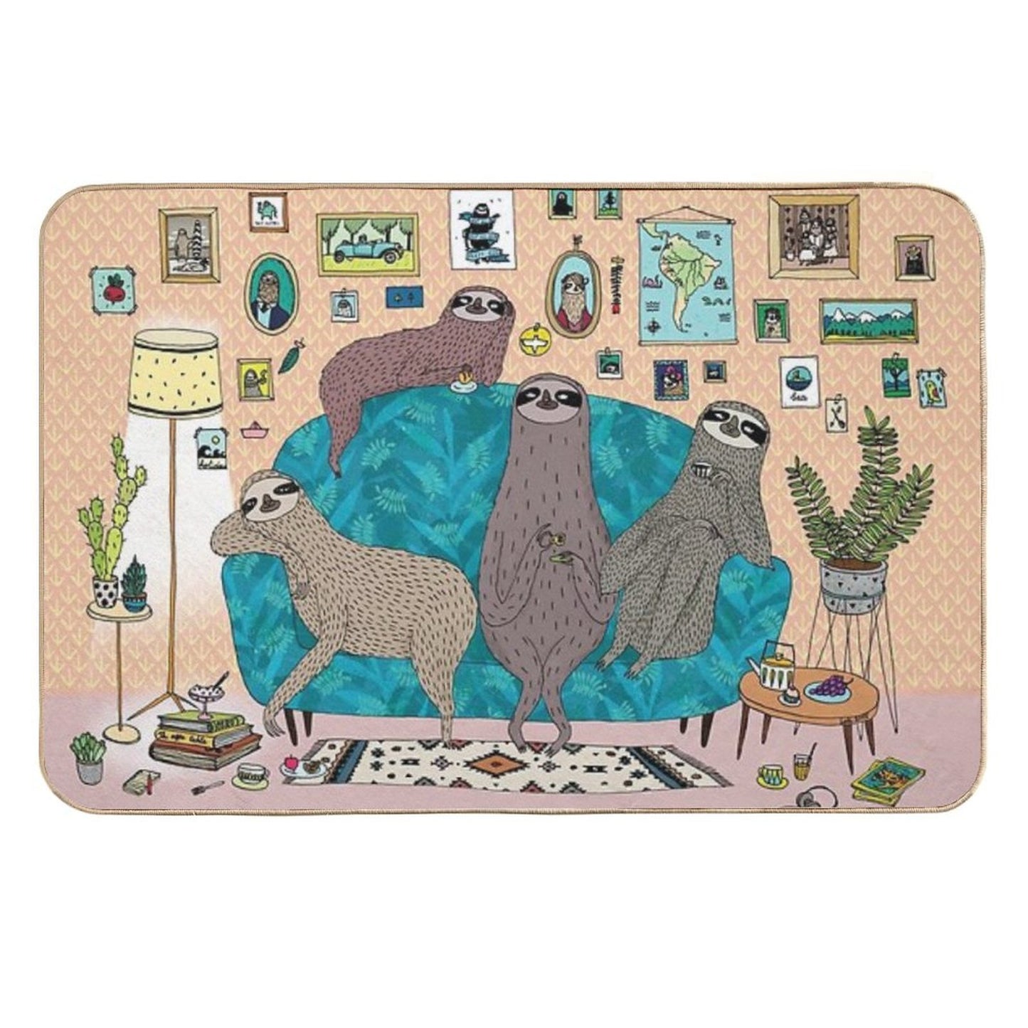 Lazy Sloths  Repositionable Bath Mat