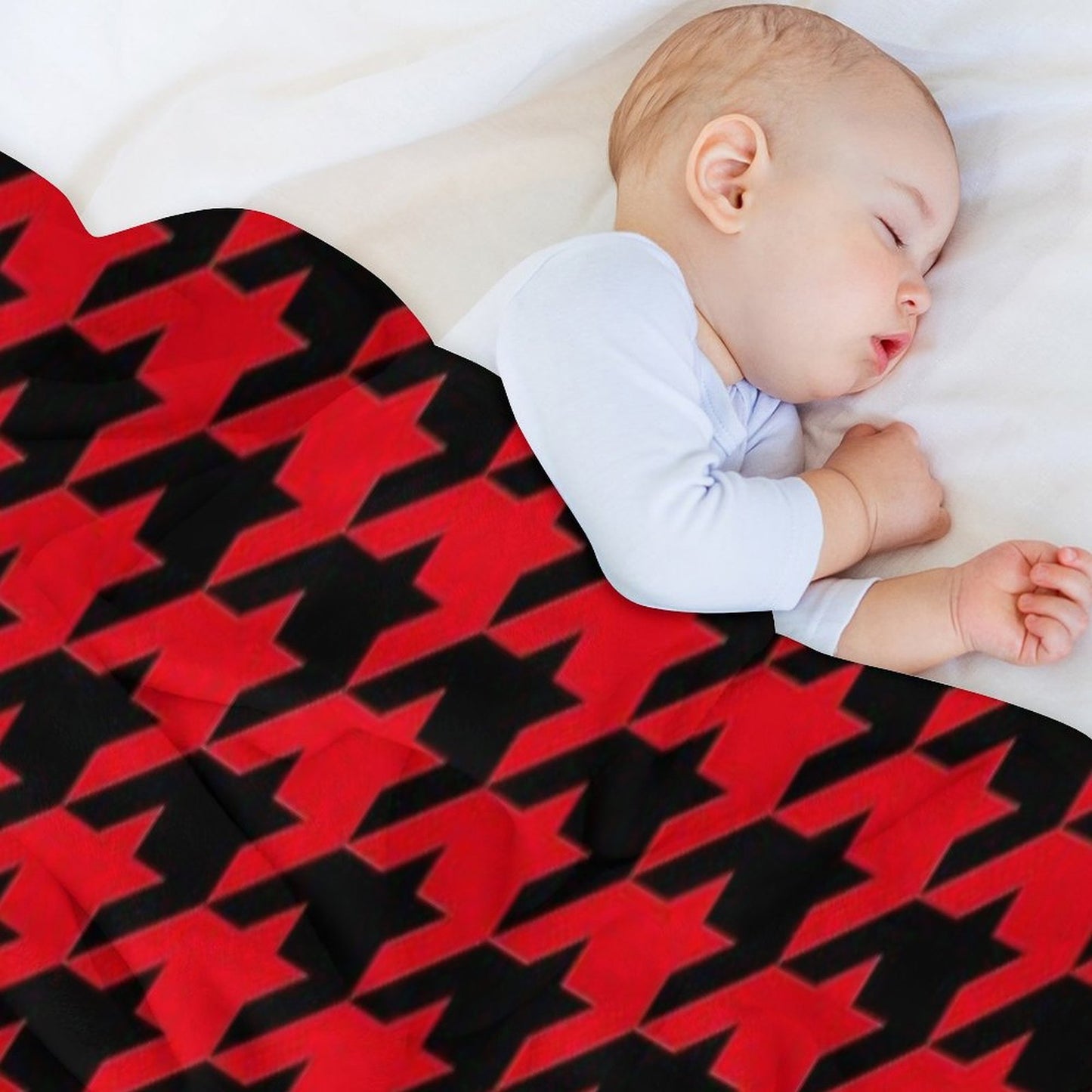 Red And Black Houndstooth Lightweight Throw Blanket