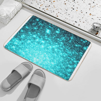 Teal Galaxy Sparkle Stars Ombre  Eco-Friendly Bath Mat