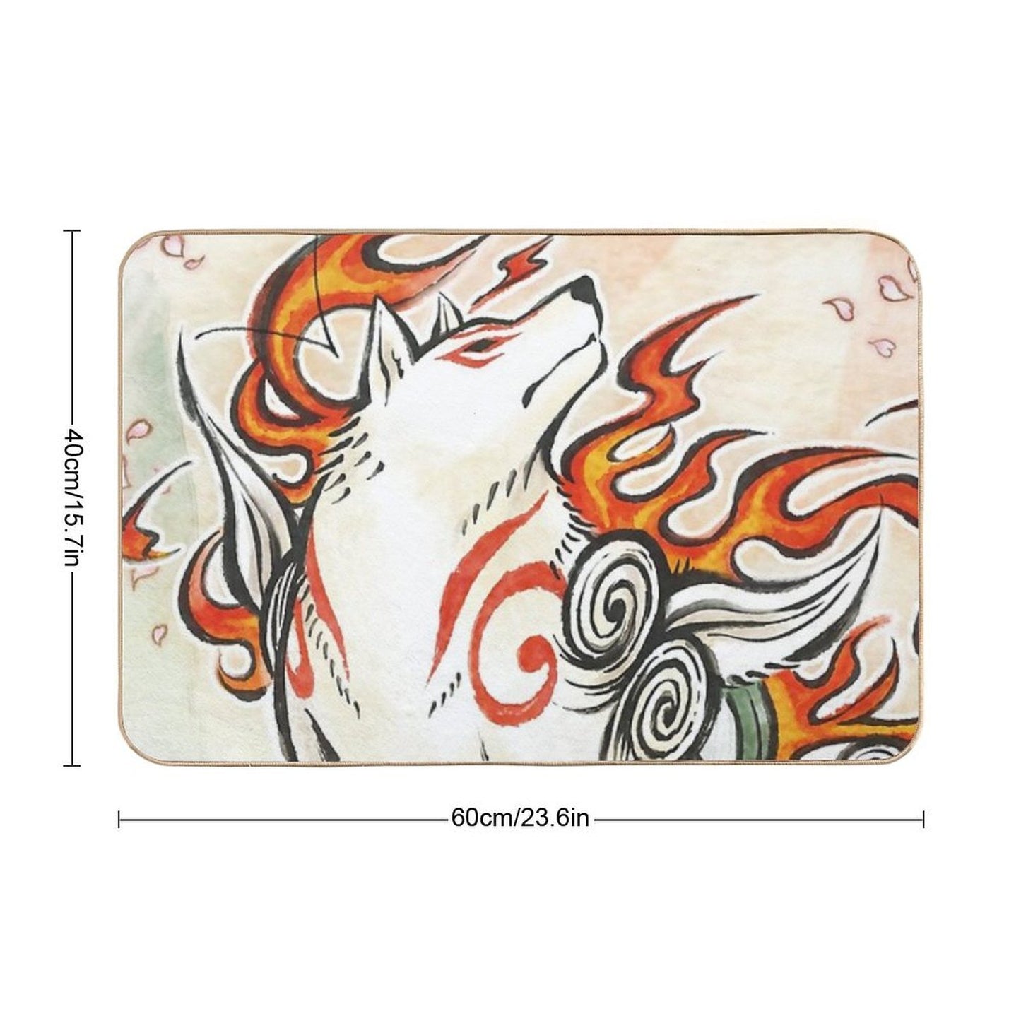 Okami Amaterasu Wolf Spirit Japanese Sun God  High-Traffic Bath Mat