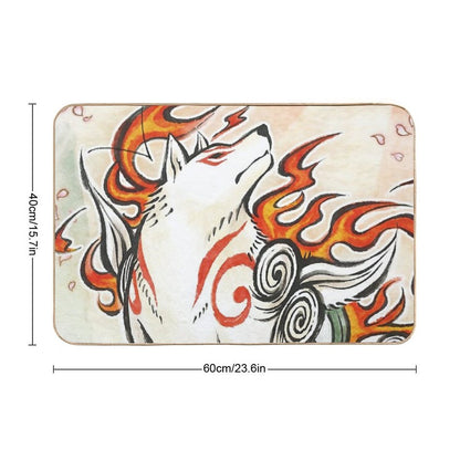 Okami Amaterasu Wolf Spirit Japanese Sun God  High-Traffic Bath Mat
