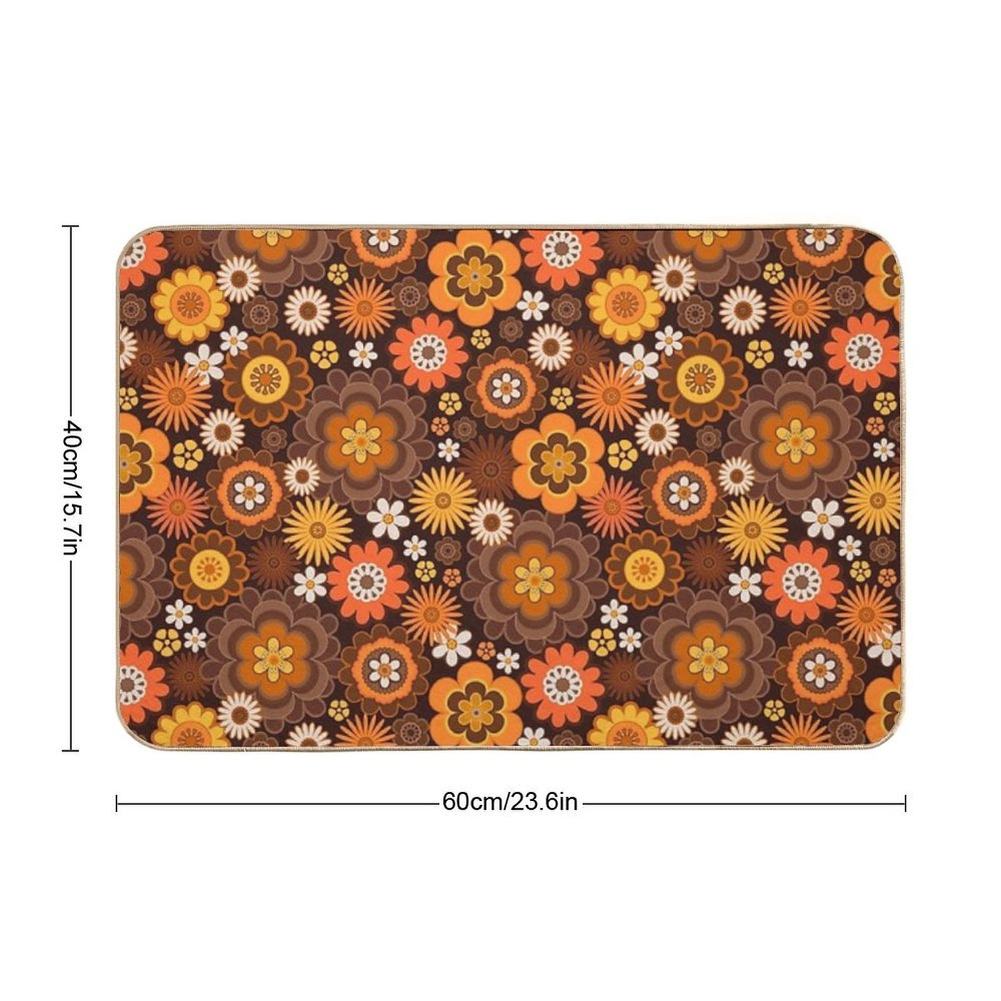 Vintage Retro 70s Floral Pattern  Eco-Friendly Bath Mat