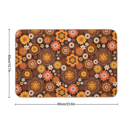 Vintage Retro 70s Floral Pattern  Eco-Friendly Bath Mat