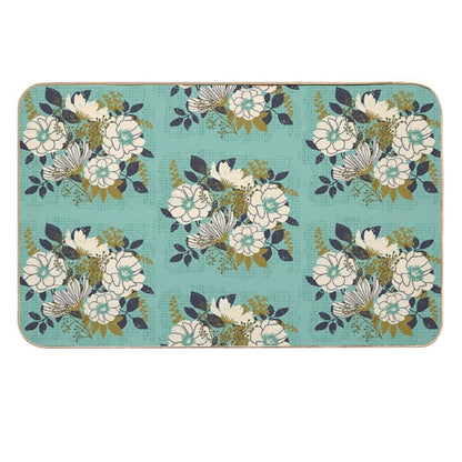 Floral Bouquet ~ on Turquoise  Rapid-Drying Bath Mat