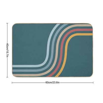 Retro Rainbow Wave Durable Bath Mat